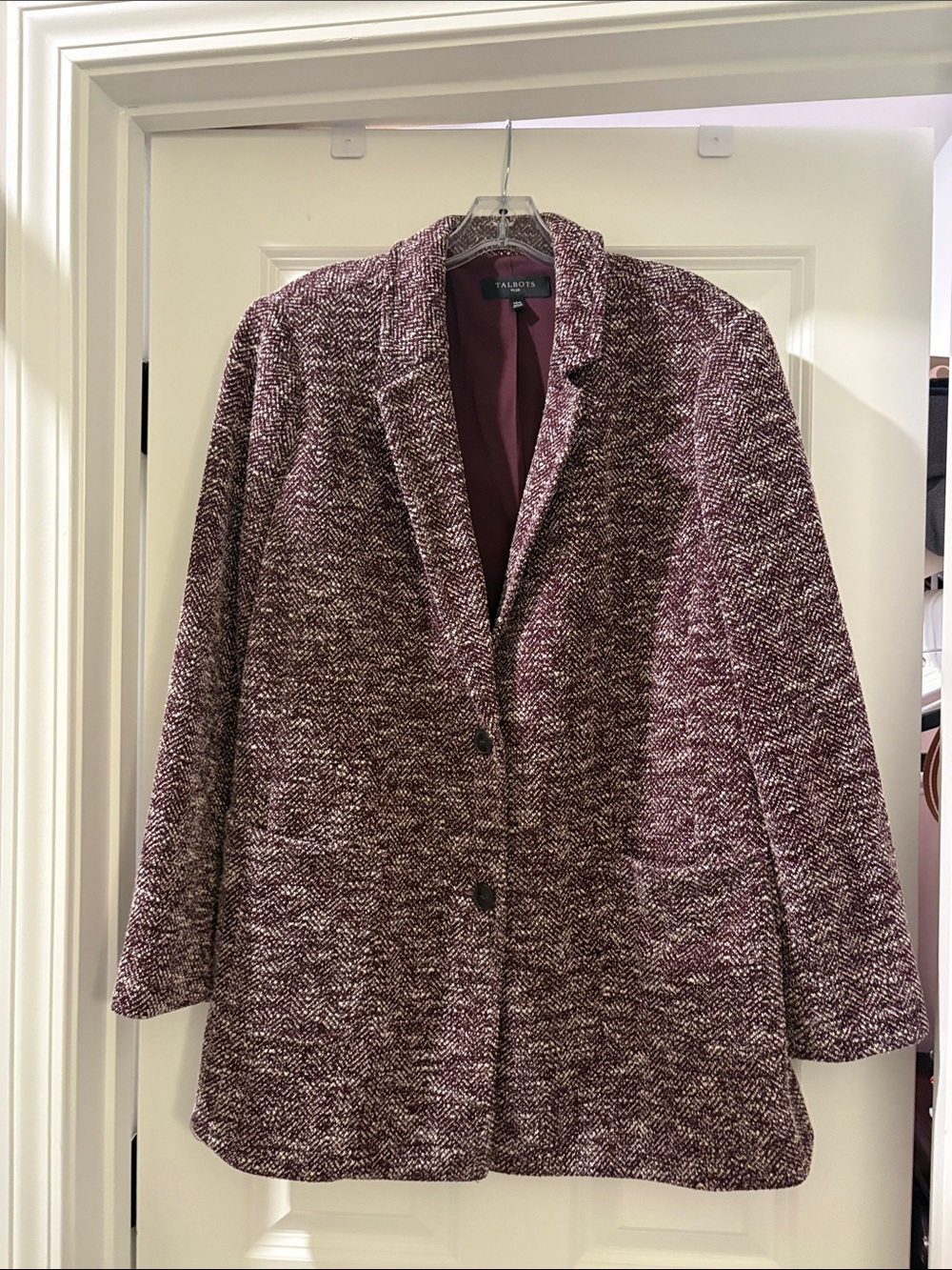 Talbots Burgundy Herringbone Blazer Coat